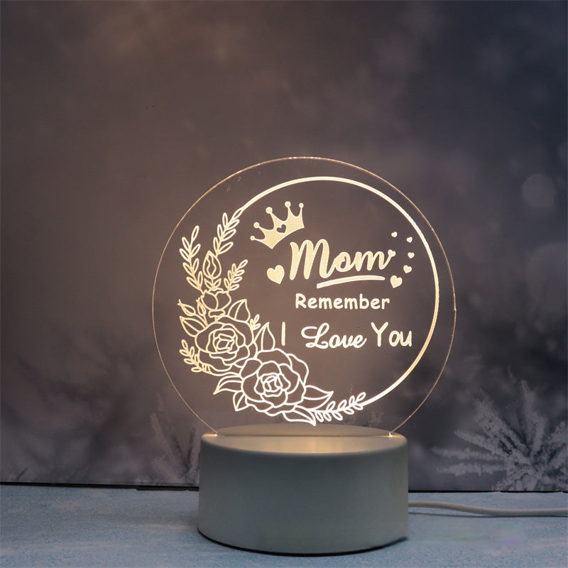 Acrylic Engraved Night Light | Remote Control, USB Charging & Soft Ambient Glow | Bedside Décor Gift for Women