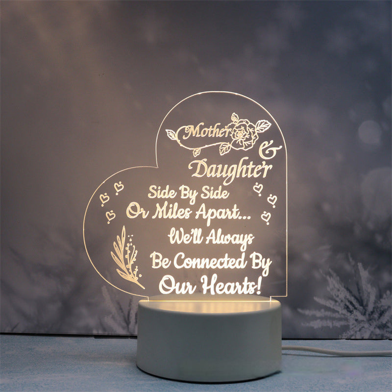 Acrylic Engraved Night Light | Remote Control, USB Charging & Soft Ambient Glow | Bedside Décor Gift for Women