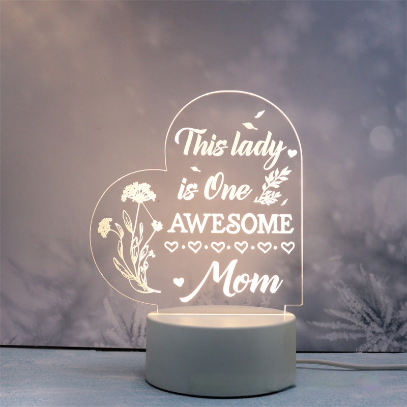Acrylic Engraved Night Light | Remote Control, USB Charging & Soft Ambient Glow | Bedside Décor Gift for Women
