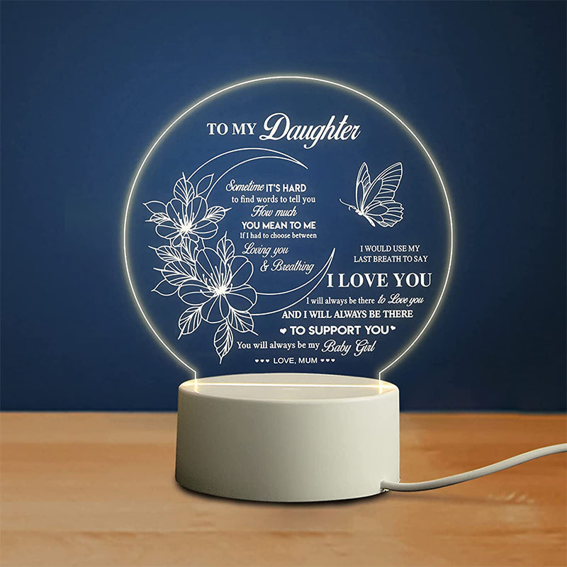 Acrylic Engraved Night Light | Remote Control, USB Charging & Soft Ambient Glow | Bedside Décor Gift for Women