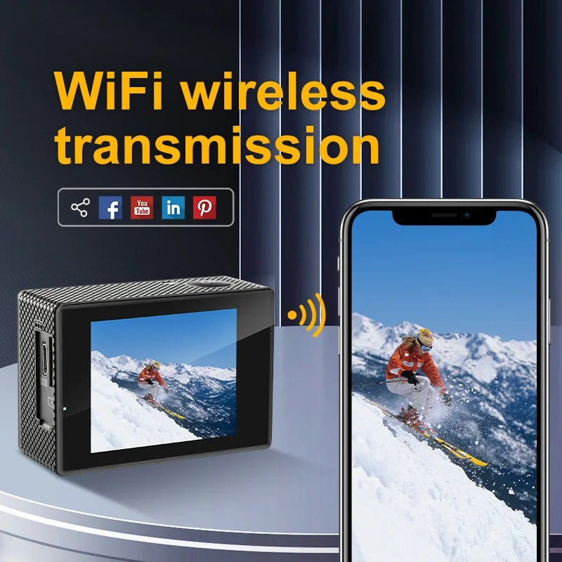 Action Camera Full HD 1080p | Waterproof to 30m with 140° Wide-Angle Lens | Complete Accessory Bundle Included