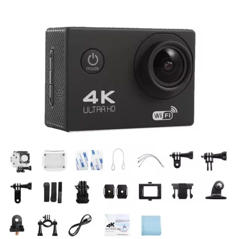 Action Camera Full HD 1080p | Waterproof to 30m with 140° Wide-Angle Lens | Complete Accessory Bundle Included