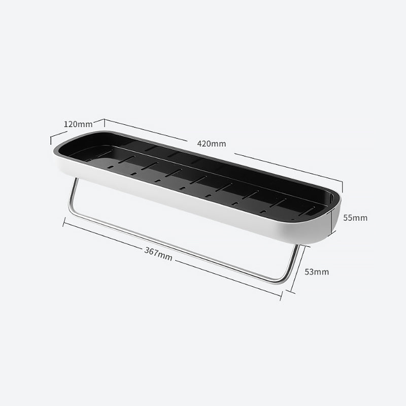 Adhesive Organiser Shelf PET Plastic | No-Drill Wall Mount with Guardrail | Waterproof Storage for Bathroom & Kitchen