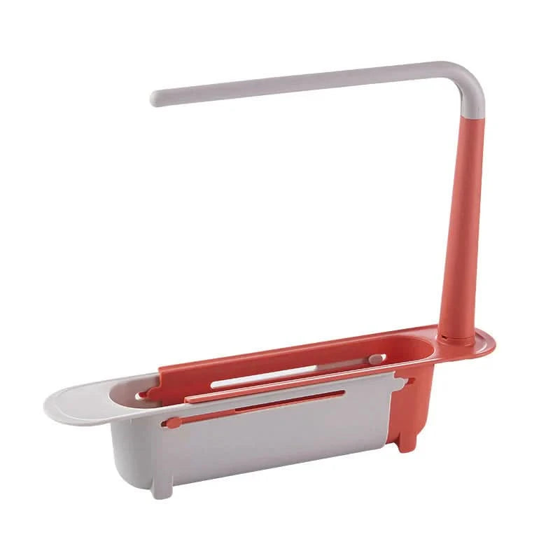 Adjustable Sink Organiser Caddy | Expandable Sliding Base & Integrated Towel Rack | Keeps Sponges Dry, Sink Spotless