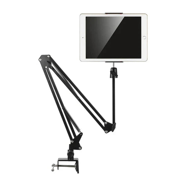 Adjustable Tablet Stand Aluminium Alloy | 360° Rotating Arm & Dual-Purpose Base | Bed and Desk Tablet Phone Holder