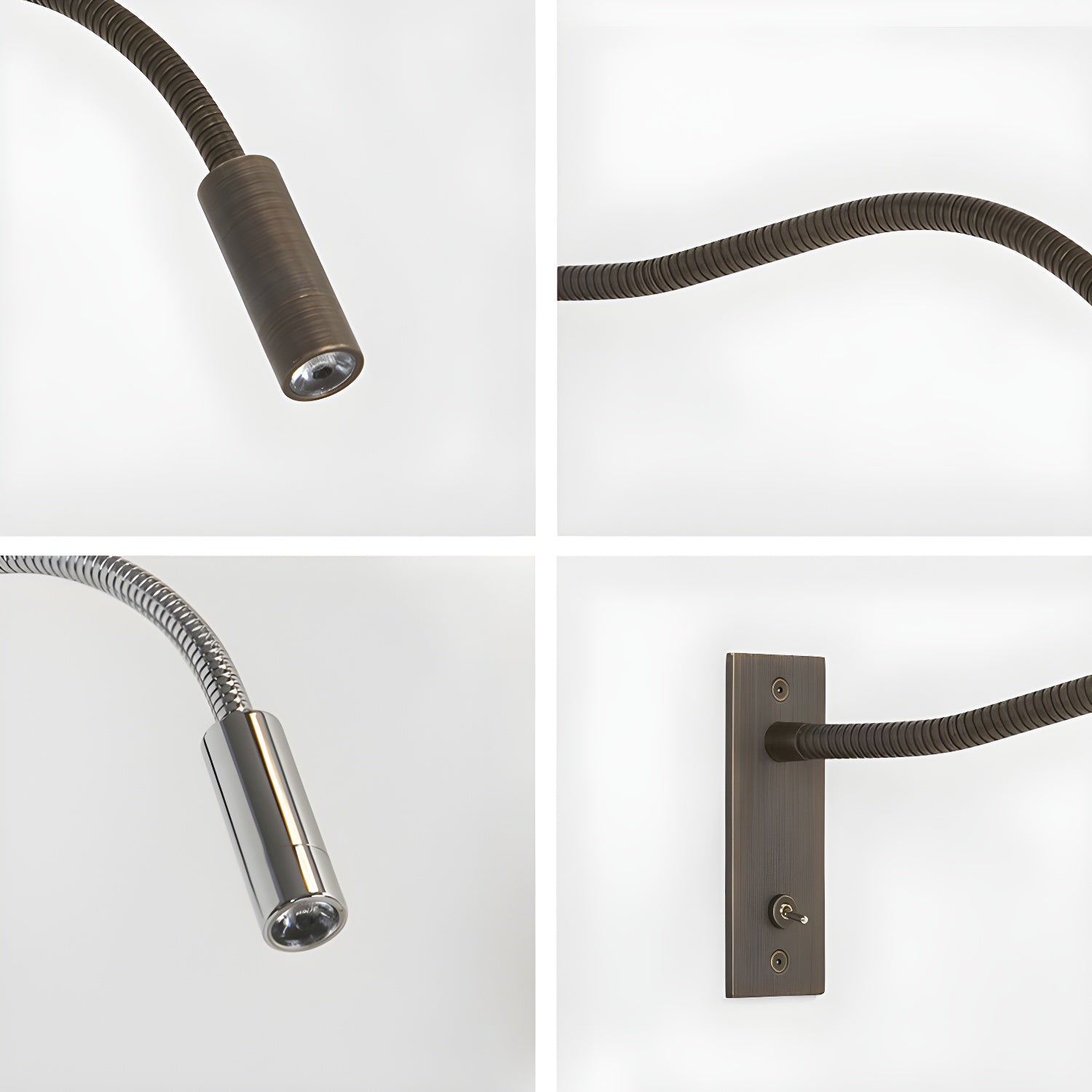 Adjustable Gooseneck Metal Wall Lamp with Cylindrical Head 8