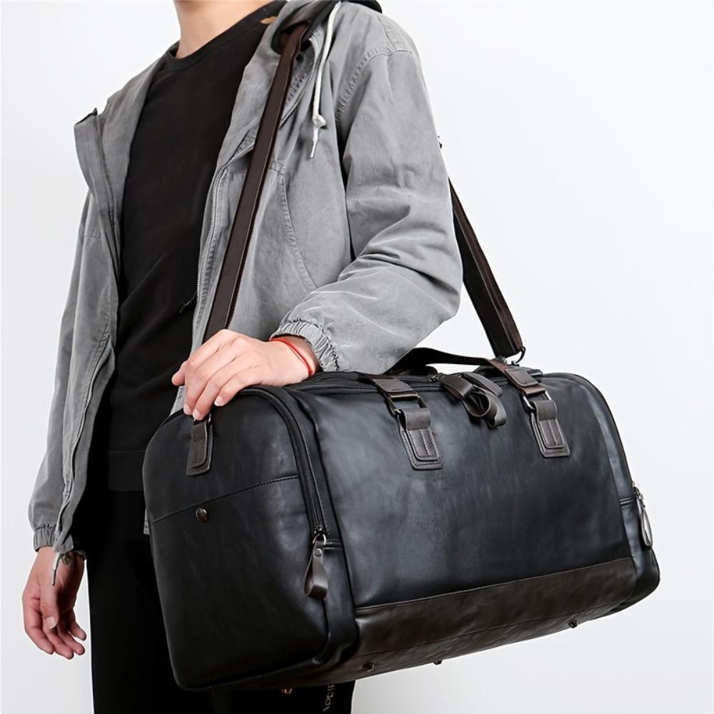 Aiden | Vegan Leather Duffle Bag – Large Capacity & Adjustable Strap