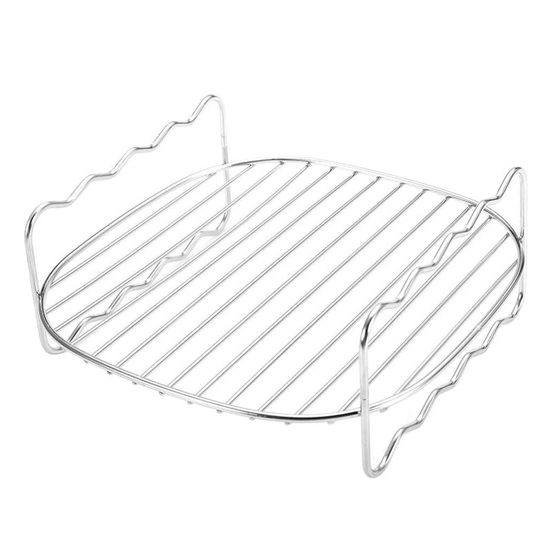 Air Fryer Rack Stainless Steel | Double-Layer with 4 Roasting Skewers | Dishwasher-Safe Kitchen Accessory for Men