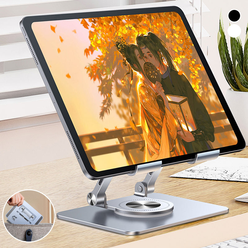 Aluminium Tablet Stand | 360° Rotating & Foldable Design | Adjustable Height for Tablets and Phones up to 12.9 Inches