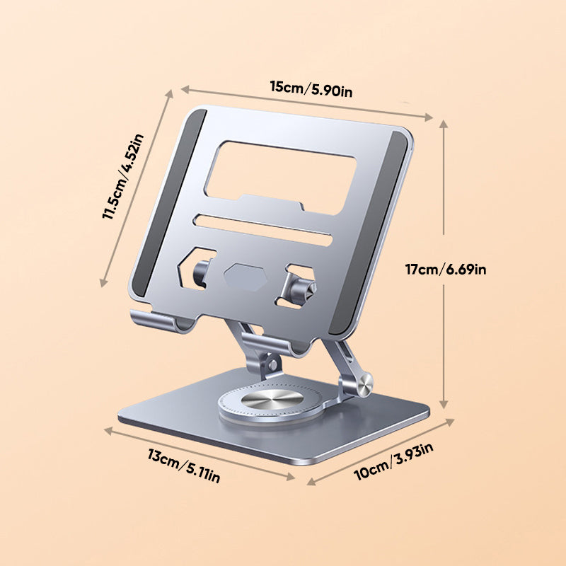 Aluminium Tablet Stand | 360° Rotating & Foldable Design | Adjustable Height for Tablets and Phones up to 12.9 Inches