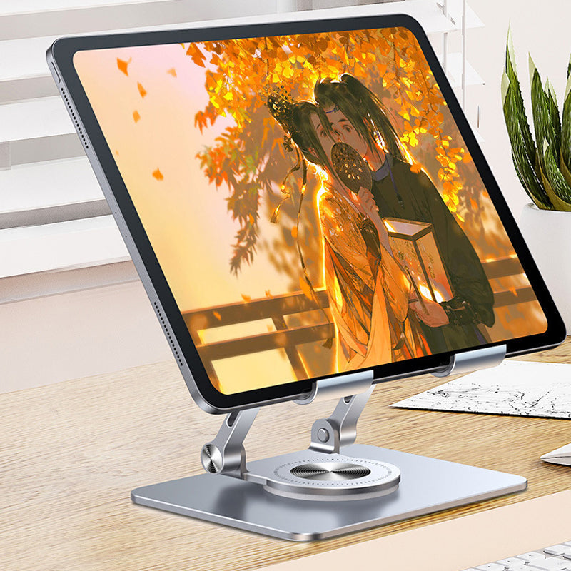 Aluminium Tablet Stand | 360° Rotating & Foldable Design | Adjustable Height for Tablets and Phones up to 12.9 Inches
