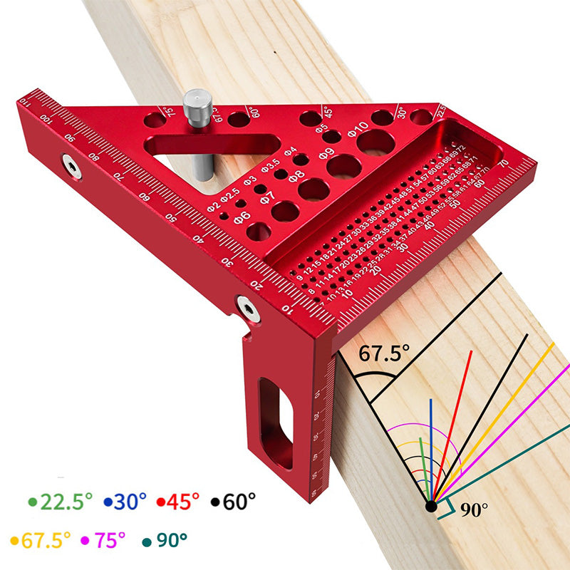 Aluminium Triangle Square Ruler | Laser-Engraved 45°/90° Scale | Rust-Resistant Alloy for Woodworking, DIY and Carpentry Projects