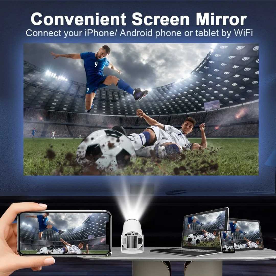 Android 11 Projector with Dual Wifi6 | 8000 Lumens, Auto Keystone Correction | Supports 4K Input, 200-Inch Screen
