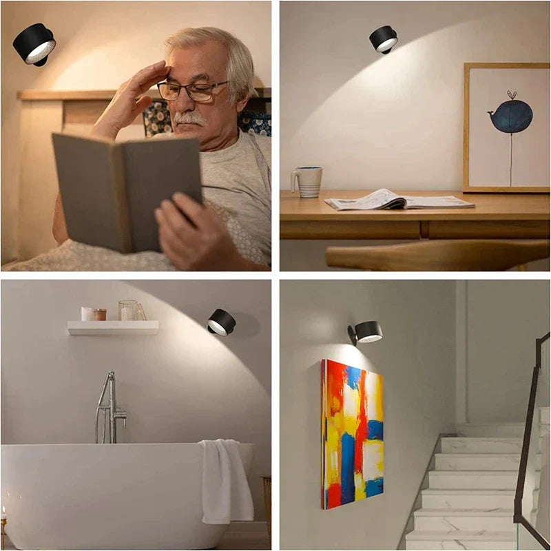 Anti-Glare LED Wall Lamp | USB Rechargeable, Touch Control & Magnetic Base | Bedside, Workspace and Cabinet Lighting