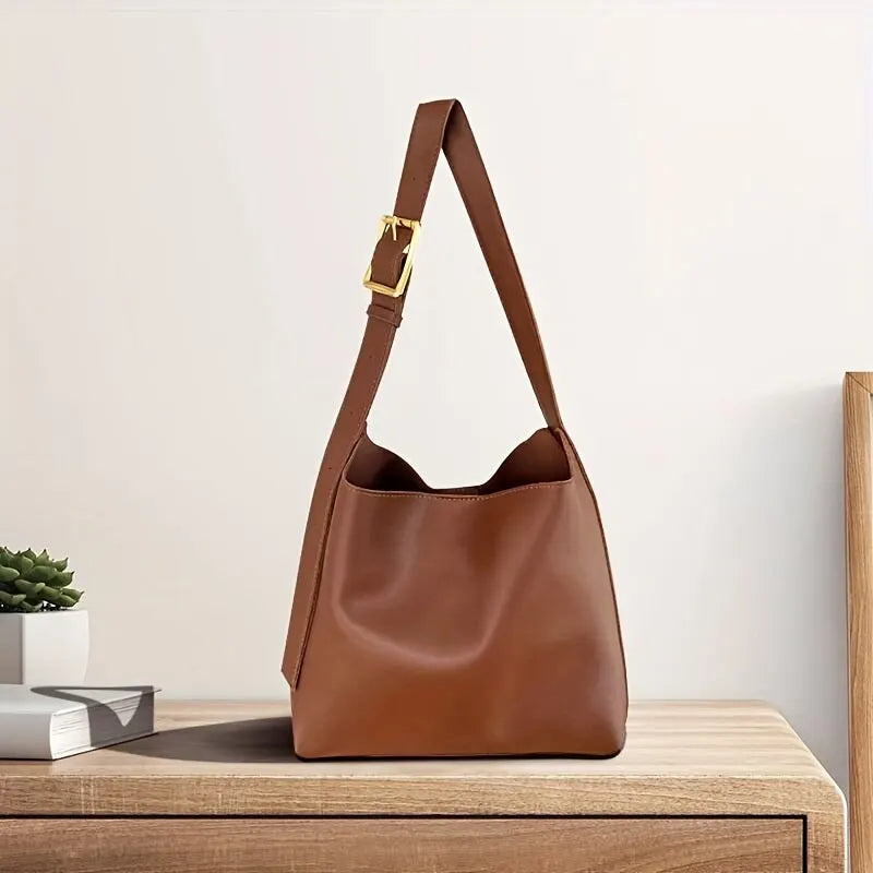 Aria | Black Shoulder Bag - Vegan Leather, Structured Design