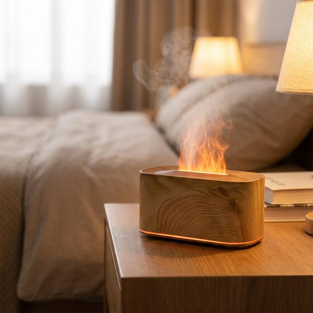 Aromatherapy Diffuser | Amber Flame Effect, Under Base Glow