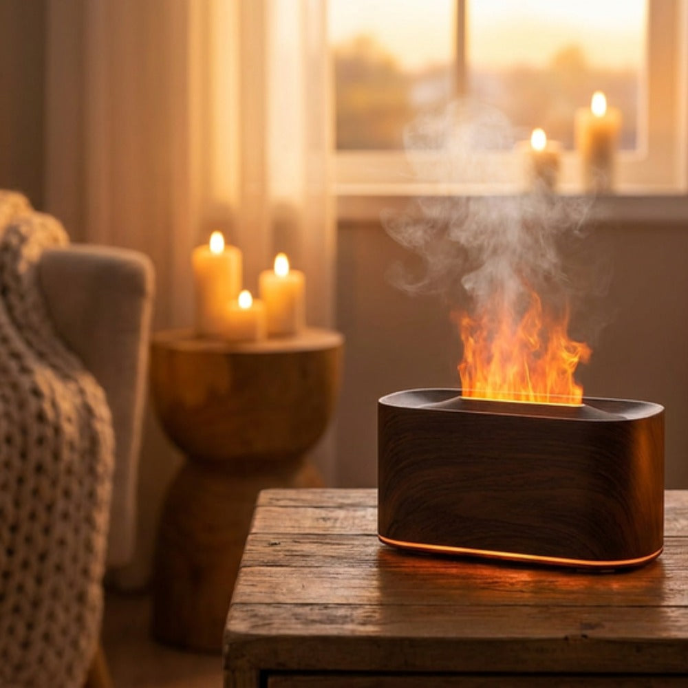 Aromatherapy Diffuser | Amber Flame Effect, Under Base Glow