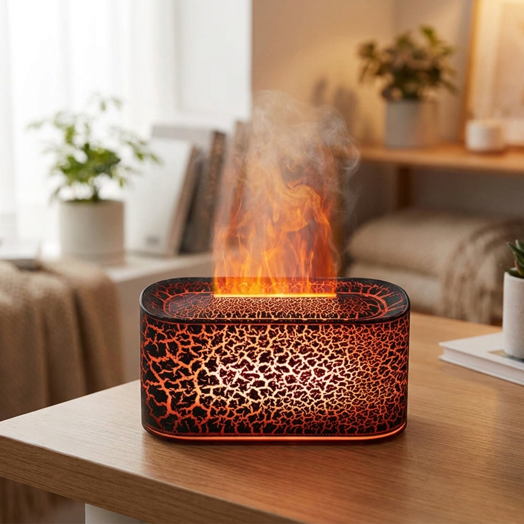 Aromatherapy Diffuser | Amber Flame Effect, Under Base Glow