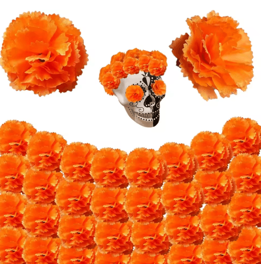 Artificial Marigold Flower Garland | Reusable Fabric Blend, Lightweight Design | Diwali, Halloween & Day of the Dead Decor