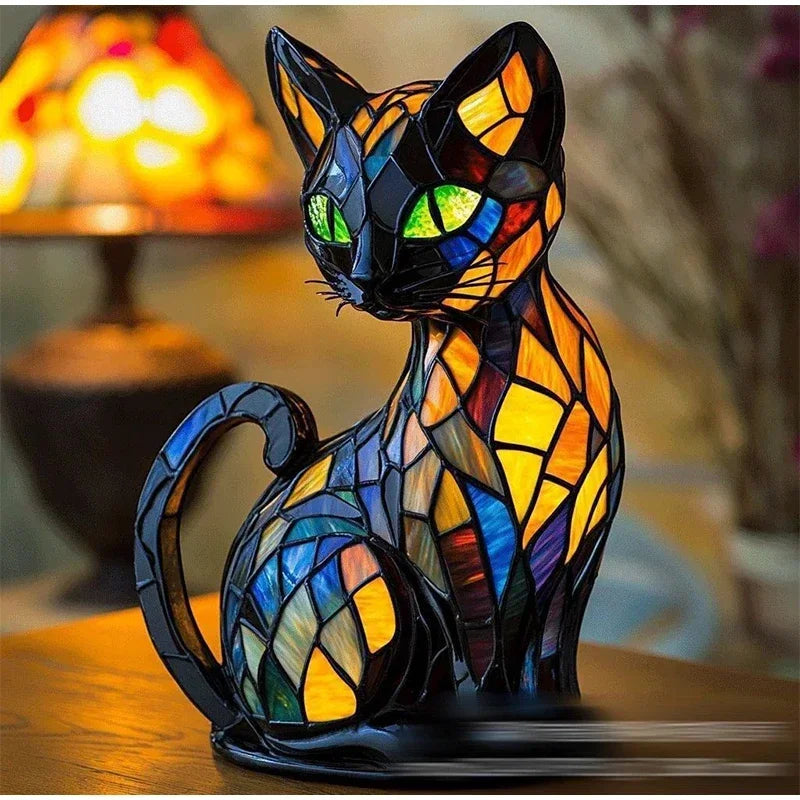Artistic Stained Cat Table Lamp 0