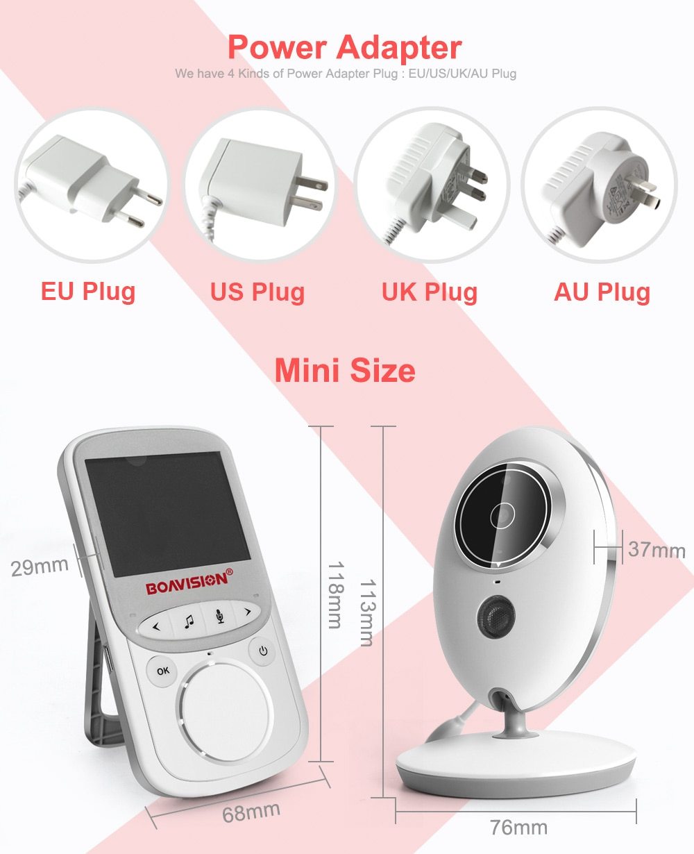 Audio Video Baby Monitor with Night Vision | 2.4 Inch LCD, Two-Way Talk, Temperature Sensor | 260m Range, 24h Battery Life