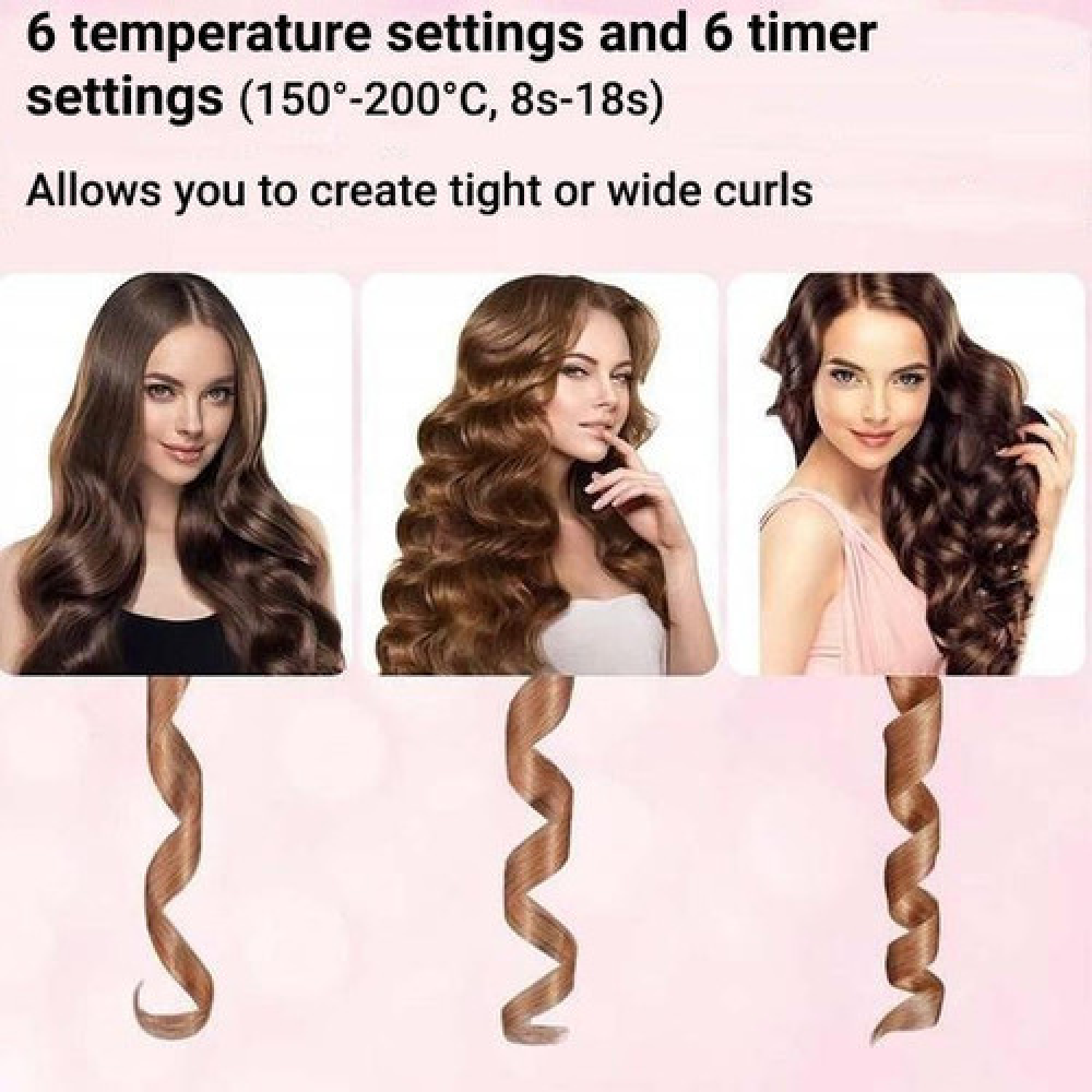 Automatic Self Rotating Hair Curler | Ceramic Tourmaline Coating | Fast Heating Curling Iron with Adjustable Heat