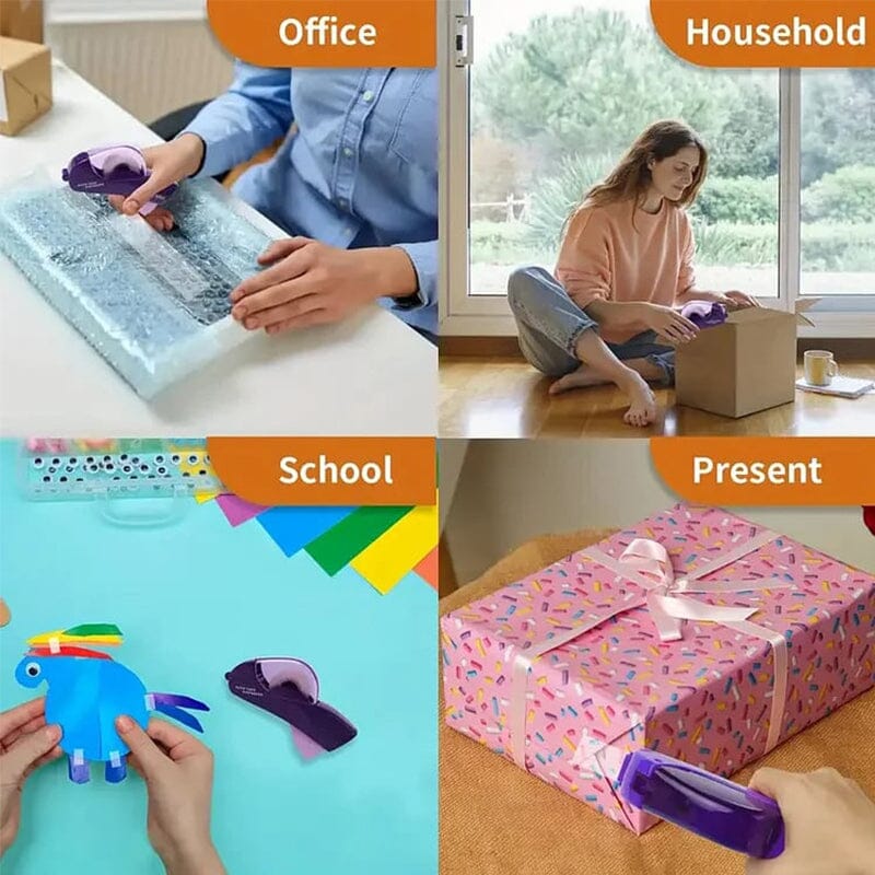 Automatic Tape Dispenser Plastic | One-Handed Operation with Concealed Safety Blade | Battery-Free Portable Design
