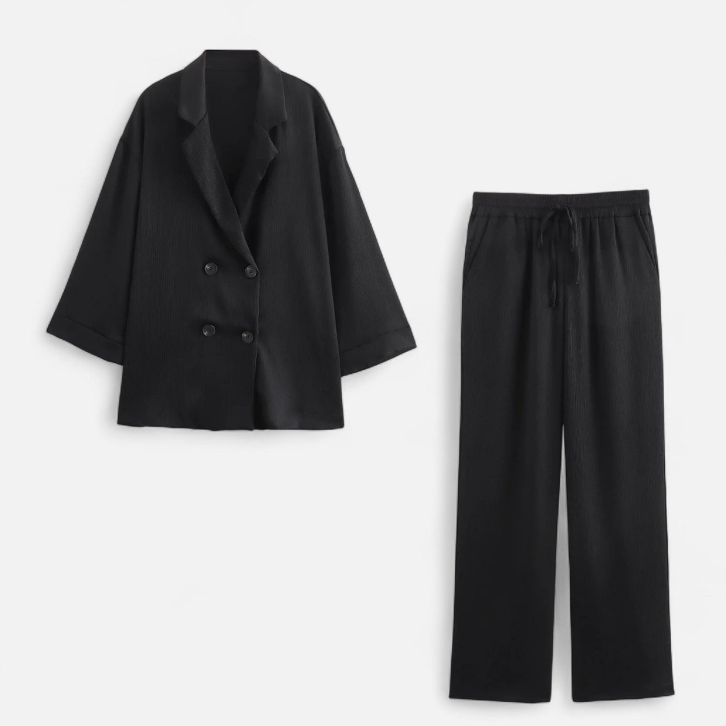 Aveline | Women's Suit Set – Double-Breasted Wrinkled Design 9