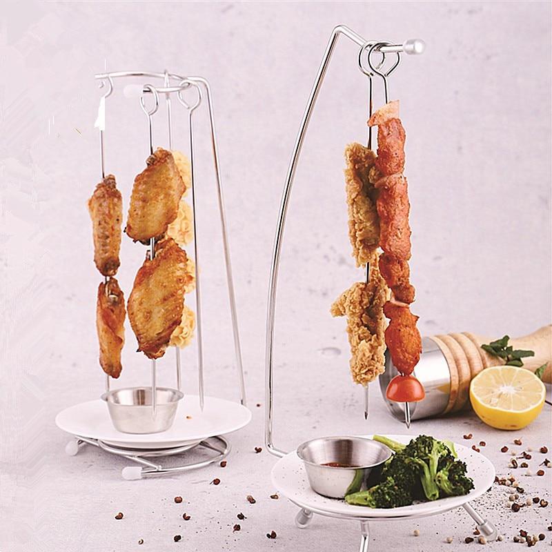 BBQ Skewers | Hanging Arm Stand, Dipping Pot Well Base