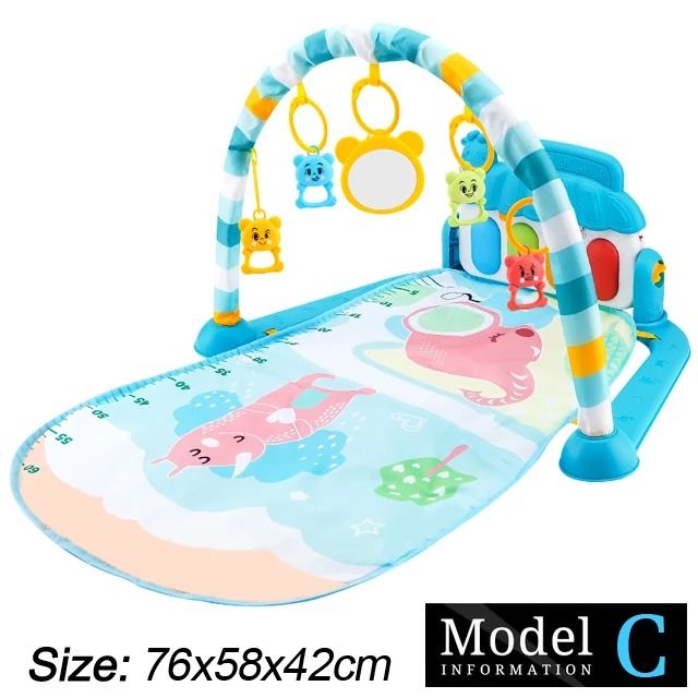 Baby Activity Gym Piano Play Mat | Crawling Blanket with Pedals & Hanging Toys | Music & Motor Skill Development