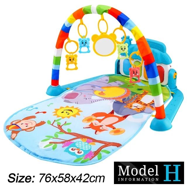Baby Activity Gym Piano Play Mat | Crawling Blanket with Pedals & Hanging Toys | Music & Motor Skill Development