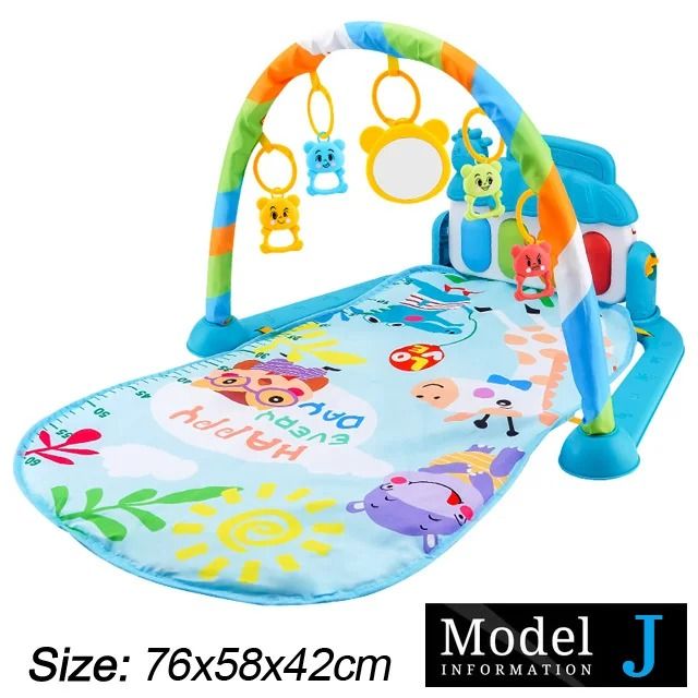Baby Activity Gym Piano Play Mat | Crawling Blanket with Pedals & Hanging Toys | Music & Motor Skill Development