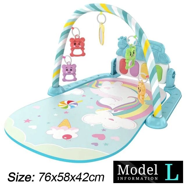Baby Activity Gym Piano Play Mat | Crawling Blanket with Pedals & Hanging Toys | Music & Motor Skill Development