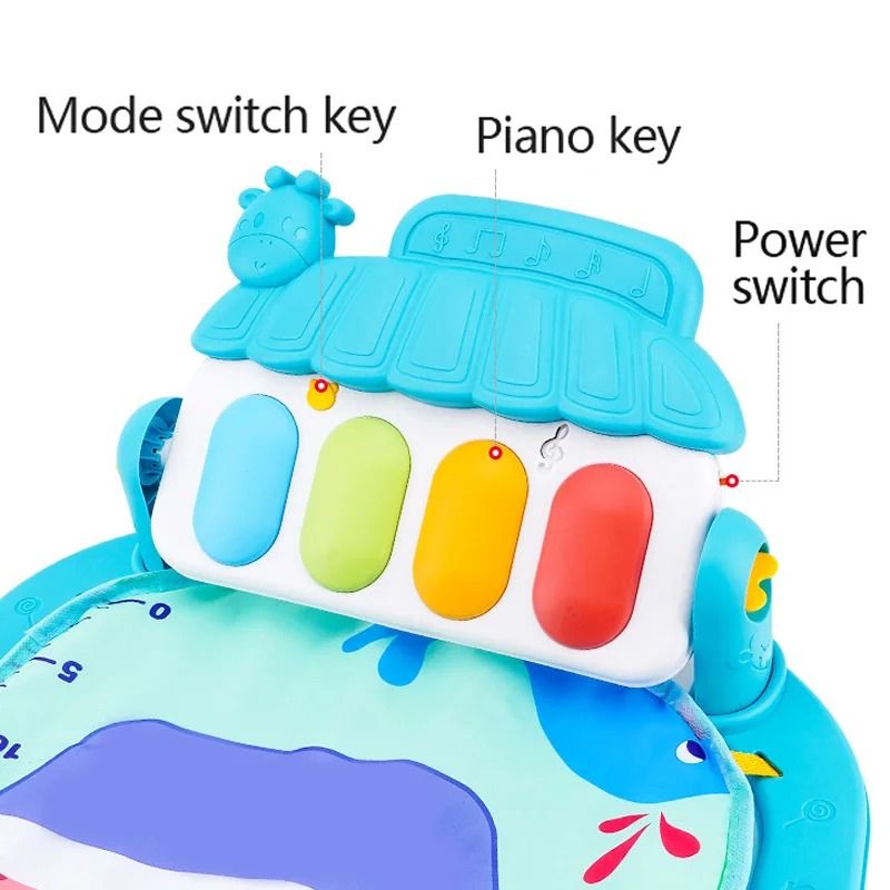 Baby Activity Gym Piano Play Mat | Crawling Blanket with Pedals & Hanging Toys | Music & Motor Skill Development