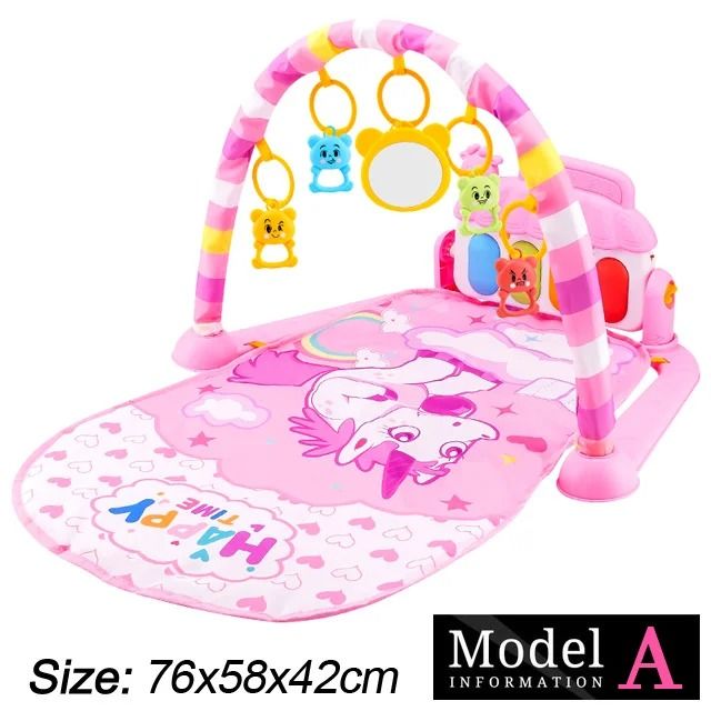 Baby Activity Gym Piano Play Mat | Crawling Blanket with Pedals & Hanging Toys | Music & Motor Skill Development