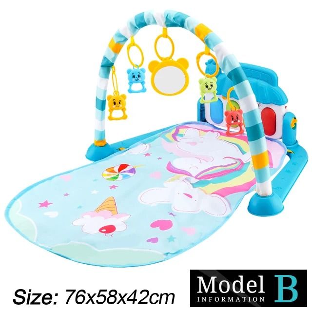 Baby Activity Gym Piano Play Mat | Crawling Blanket with Pedals & Hanging Toys | Music & Motor Skill Development