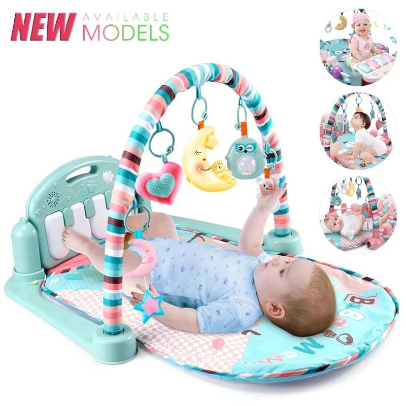 Baby Activity Gym Piano Play Mat | Crawling Blanket with Pedals & Hanging Toys | Music & Motor Skill Development
