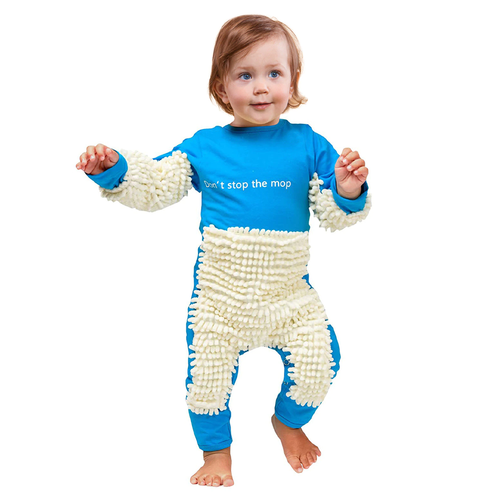 Baby Mop Romper Cotton Blend | Dual-Function Cleaning Playwear | Soft, Absorbent, Machine Washable, Easy On/Off