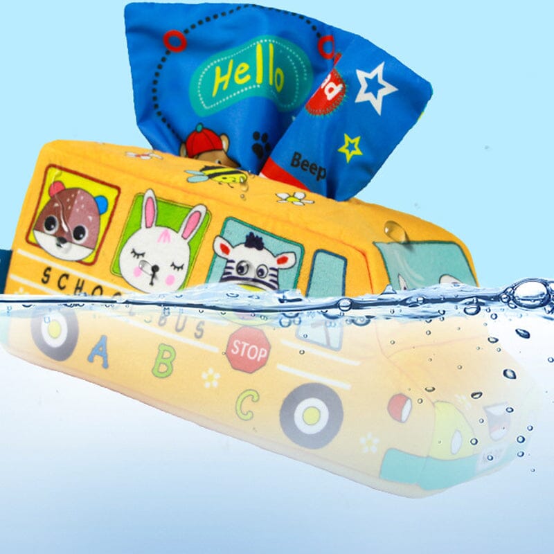 Baby Sensory Crinkle Tissue Box Toy | Soft Cotton with Colourful Scarves | Supports Fine Motor Skills Development
