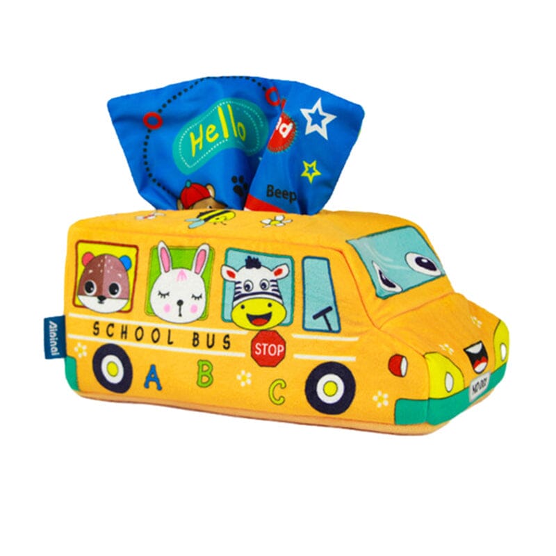 Baby Sensory Crinkle Tissue Box Toy | Soft Cotton with Colourful Scarves | Supports Fine Motor Skills Development