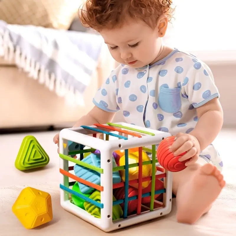 Baby Sensory Shape Sorter Cube | Montessori-Inspired Stacking Toy
