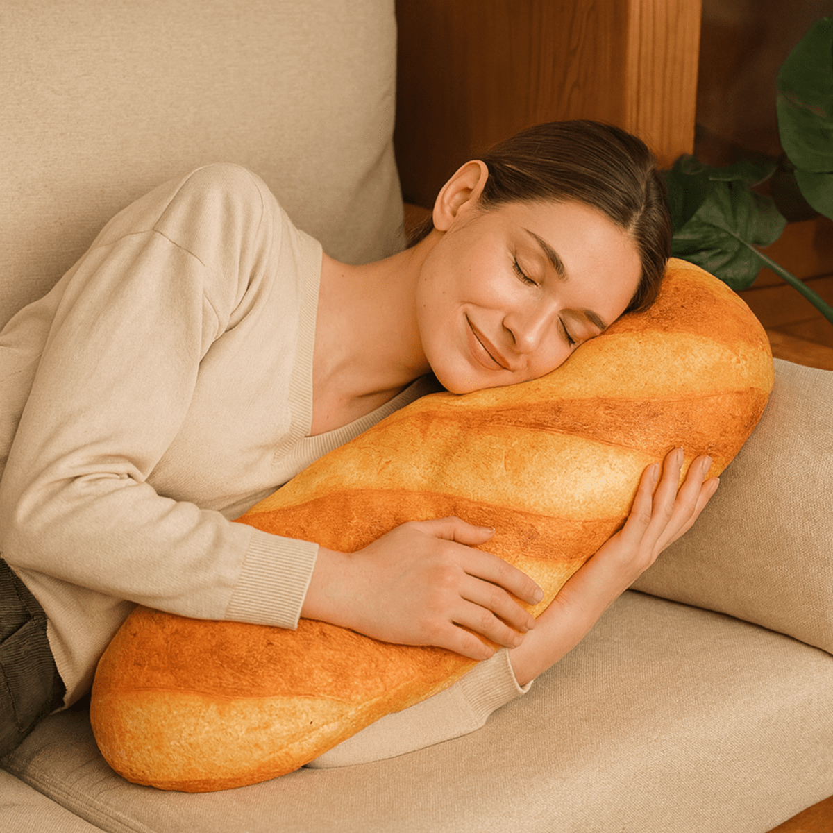 Baguette Plush Cushion | Printed Crust, Squashy Middle