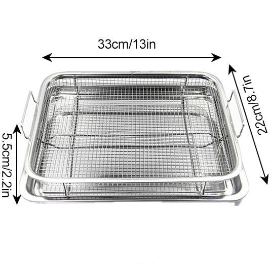 Baking Tray | Raised Drop-In Mesh Basket, Side Handles
