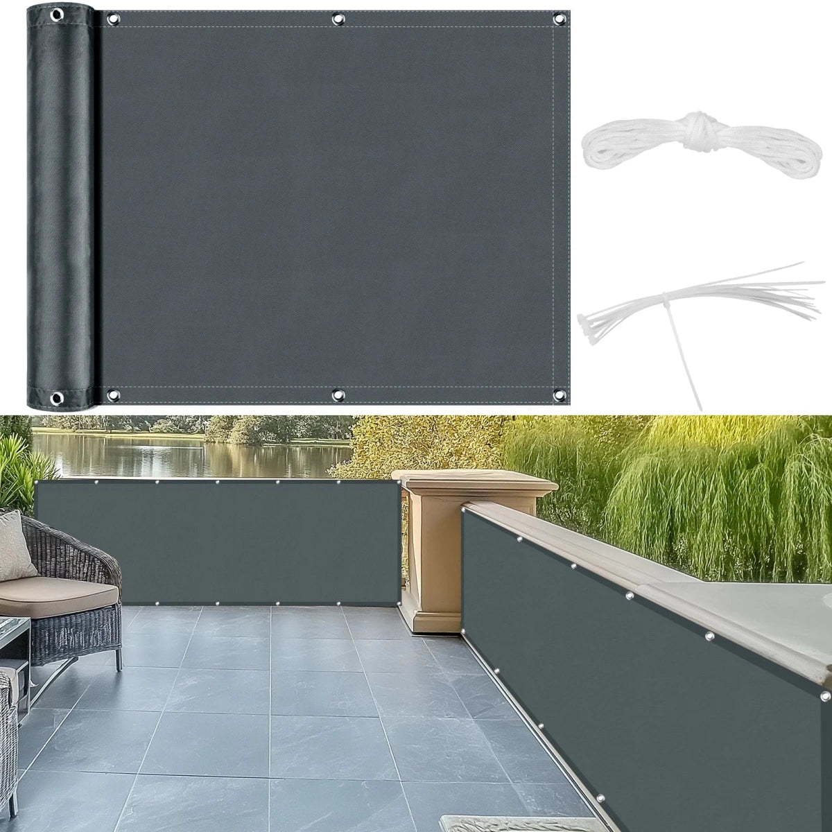 Balcony Privacy Screen | Weatherproof Fabric Fence Cover