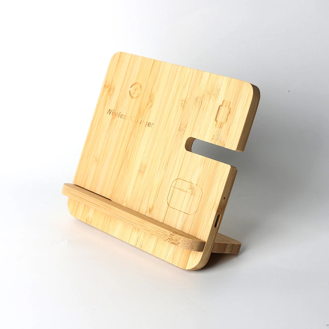 Bamboo Wireless Charging Station 3 in 1 stand - iPhone, iWatch, AirPods 5