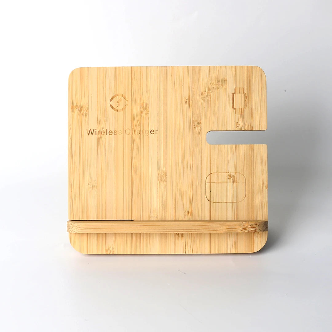 Bamboo Wireless Charging Station 3 in 1 stand - iPhone, iWatch, AirPods 6