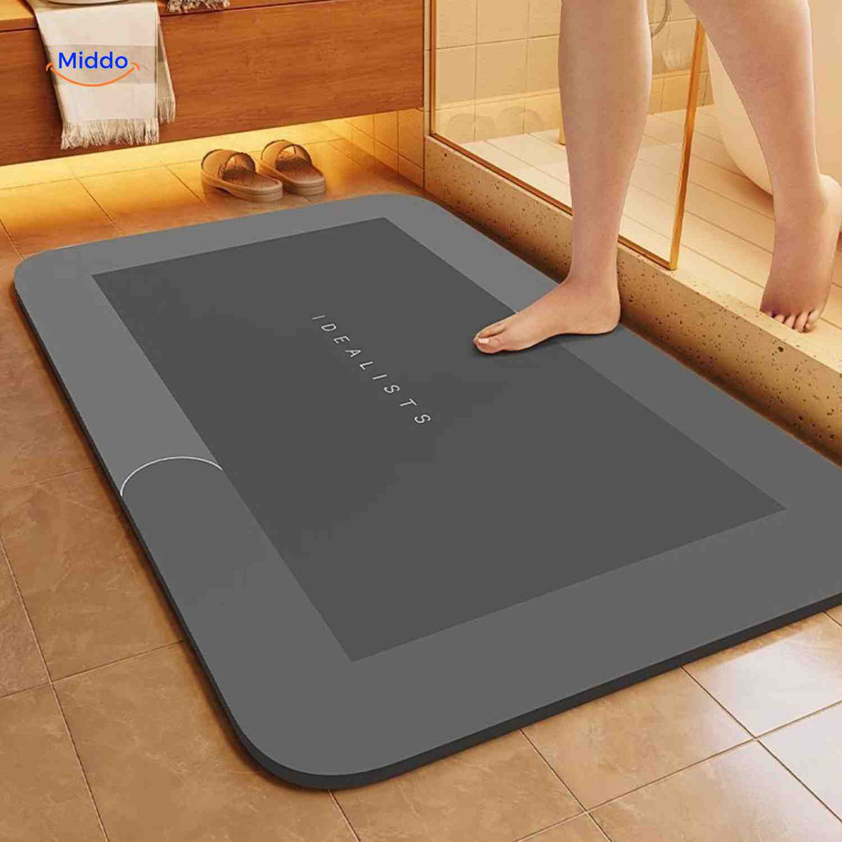 Bath Mat Diatomite Foam Core, Non-Slip Rubber Base | 4 Sizes, 6 Colours, 4 Shapes | Quick-Drying & Water-Absorbent