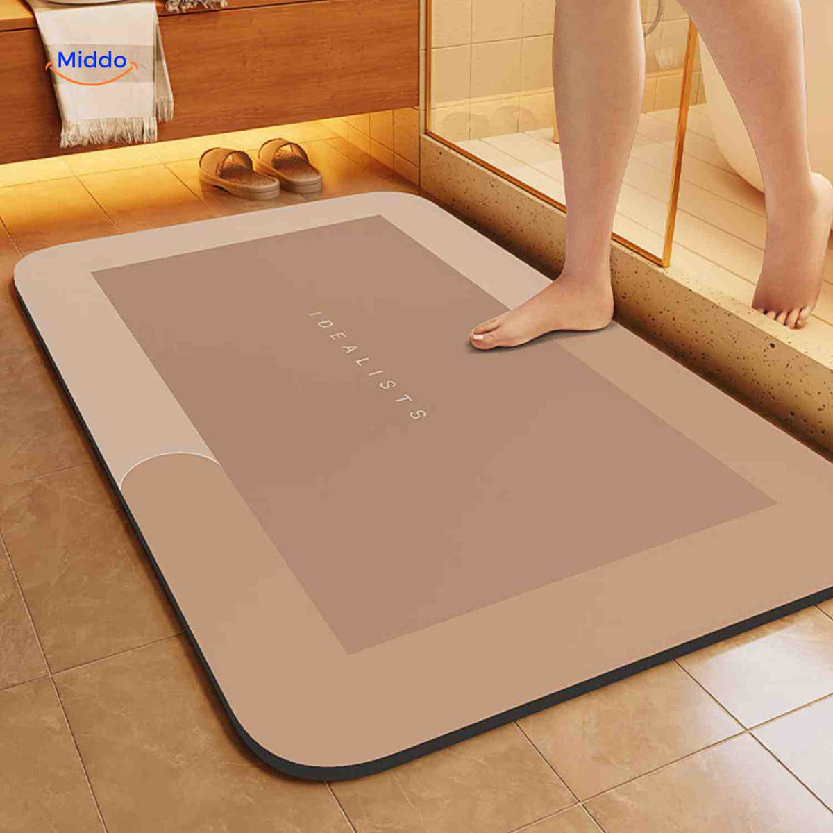 Bath Mat Diatomite Foam Core, Non-Slip Rubber Base | 4 Sizes, 6 Colours, 4 Shapes | Quick-Drying & Water-Absorbent