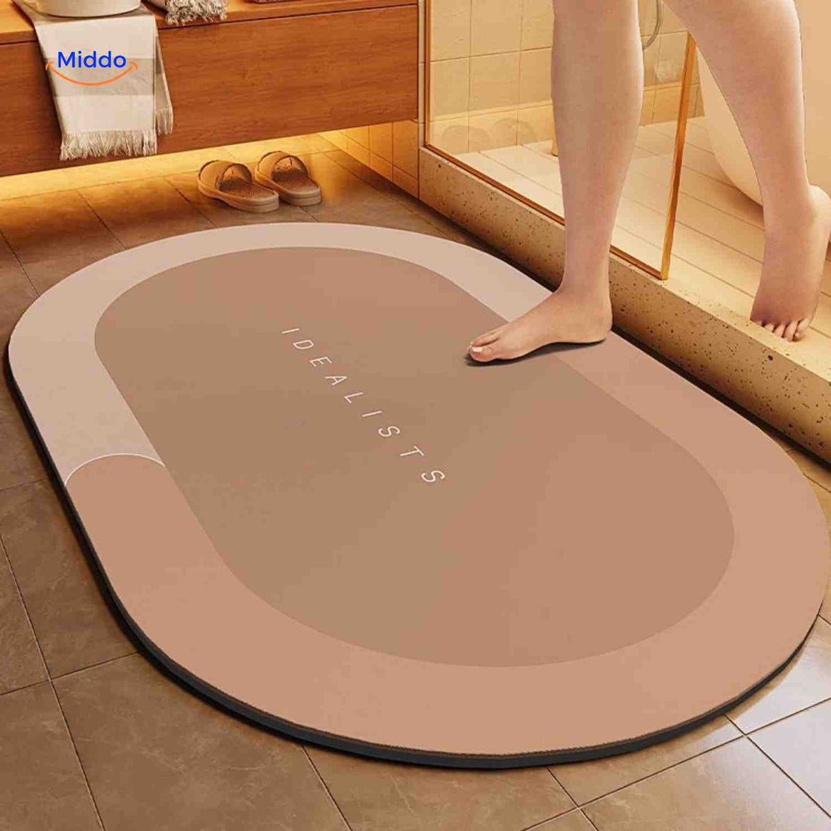 Bath Mat Diatomite Foam Core, Non-Slip Rubber Base | 4 Sizes, 6 Colours, 4 Shapes | Quick-Drying & Water-Absorbent