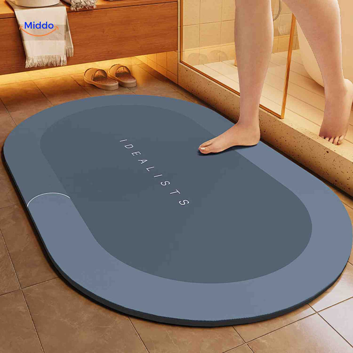 Bath Mat Diatomite Foam Core, Non-Slip Rubber Base | 4 Sizes, 6 Colours, 4 Shapes | Quick-Drying & Water-Absorbent